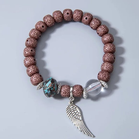 chichigems Jewelry - Boho Brown Beaded Dangle Wing Charm Bracelet NEW